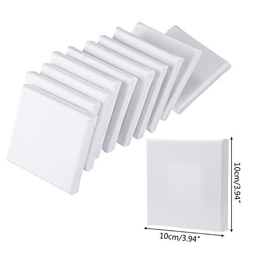 N/A - 10 paneles de lienzo de 10 x 10 cm, tablero cuadrado pequeño de arte para pintura al óleo en blanco 3.93 pulgadas