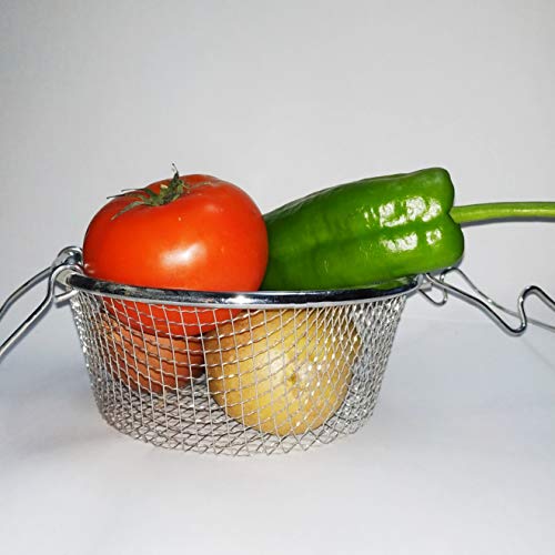 N/A. BIGDOM Cestillo para Freír Acero Inoxidable Calidad Profesional, con Asas, Cocinar al Vapor, Cesta Freir, Canasta para Freir Freidoras 20 CM