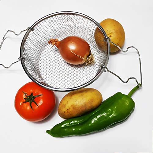 N/A. BIGDOM Cestillo para Freír Acero Inoxidable Calidad Profesional, con Asas, Cocinar al Vapor, Cesta Freir, Canasta para Freir Freidoras 20 CM