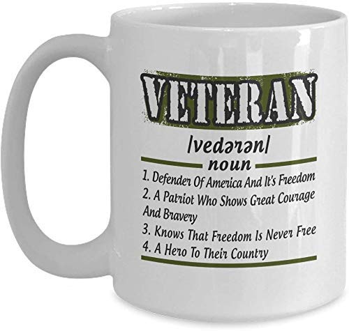 N\A Regalo Divertido para Veteranos - Regalo de Broma, definición inspiradora - Taza de café con Leche para el Festival de Acción de Gracias de Navidad Regalo para Amigos
