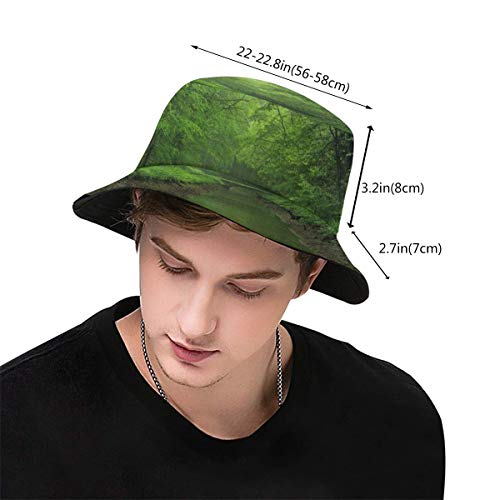 NA Unisex lavado de algodón empacable para pesca de verano de viaje sombrero de cubo sombrero al aire libre Cap -River bosque puente