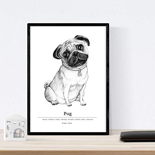 Nacnic Pack de Posters de Perros de Raza descripcion. Láminas Decorativas de Perros. Tamaño A4