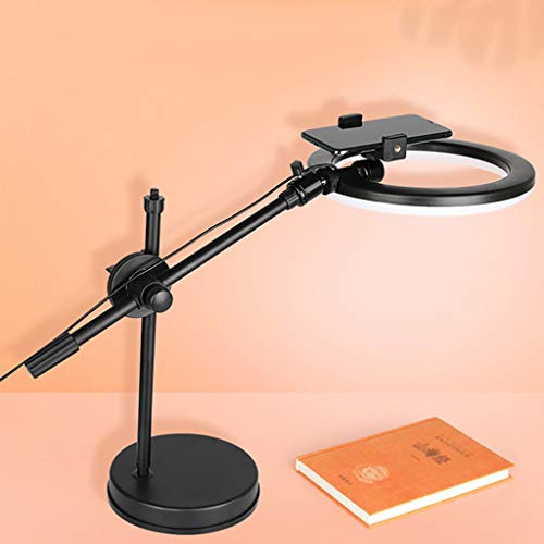 Nai-tripod Anillo del teléfono móvil de Arriba Stand, Escritorio Clase por Internet Soporte - Auto-Temporizador de luz de Relleno trípode Regulable Fotografía Luz (Color : Black)