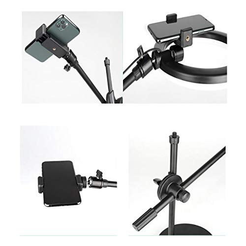 Nai-tripod Anillo del teléfono móvil de Arriba Stand, Escritorio Clase por Internet Soporte - Auto-Temporizador de luz de Relleno trípode Regulable Fotografía Luz (Color : Black)