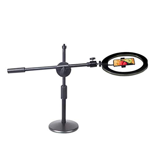 Nai-tripod Anillo del teléfono móvil de Arriba Stand, Escritorio Clase por Internet Soporte - Auto-Temporizador de luz de Relleno trípode Regulable Fotografía Luz (Color : Black)
