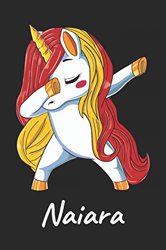Naiara: Cuaderno de notas blanko para niña y mujer con nombre personalizado y diseño de kawaii cuaderno unicornio bailarin con pelo en los colores de ... universidad, regalo de cumpleaños y navidad.