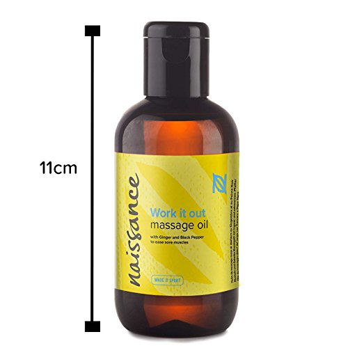 Naissance"Work it Out" - Aceite de Masaje Molestias Musculares 100ml – 100% natural: base de semillas de uva con aceites de jengibre, pimienta negra, romero, lemongrass, cilantro, lavanda y vetiver