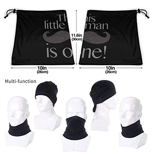 Naizi Little Man Bigote Cumpleaños Gris y Negro Unisex Microfibra Cuello Calentador Headwear Cara Bufanda Mascarilla Para Invierno Frío Máscara Bandana Pasamontañas