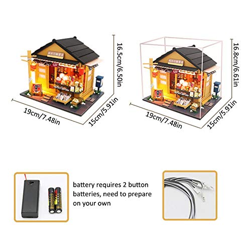 NAKELUCY Kit de Muebles Madera casa muñecas en Miniatura DIY, Modelo Tienda comestibles Estilo japonés ensamblado Cabina, Mini Regalo Arte para niños, 7.48 5.91 6.50in