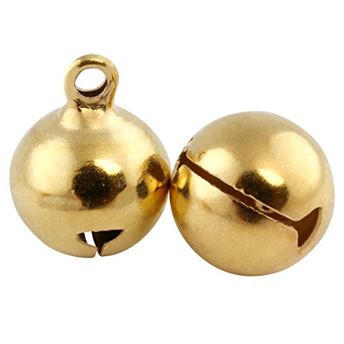 Naler 120 cascabeles dorados de cobre para joyas, manualidades, paquete de regalo, decoración navideña, 12 mm