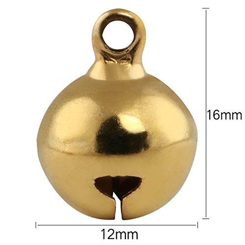 Naler 120 cascabeles dorados de cobre para joyas, manualidades, paquete de regalo, decoración navideña, 12 mm