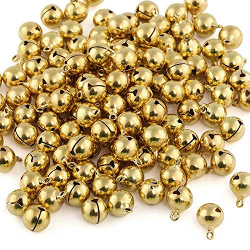 Naler 120 cascabeles dorados de cobre para joyas, manualidades, paquete de regalo, decoración navideña, 12 mm