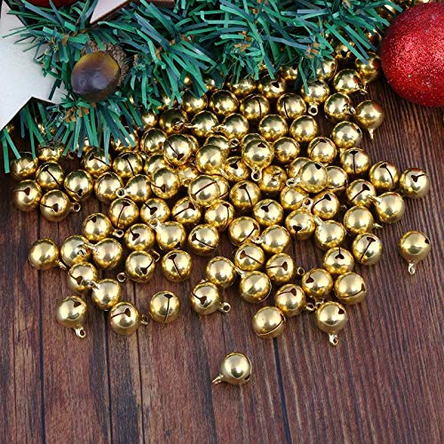 Naler 120 cascabeles dorados de cobre para joyas, manualidades, paquete de regalo, decoración navideña, 12 mm