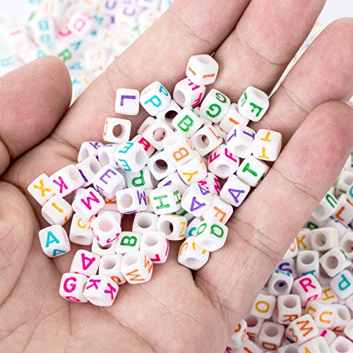 Naler 1200 Abalorios Letras Cuadradas de Colores Cuentas Alfabeto para Pulseras DIY Manualidades(6mm, 26 Letras)