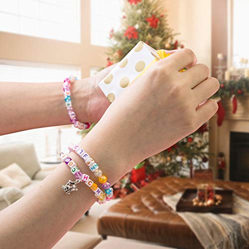 Naler 1200 Abalorios Letras Cuadradas de Colores Cuentas Alfabeto para Pulseras DIY Manualidades(6mm, 26 Letras)