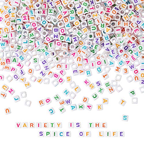 Naler 1200 Abalorios Letras Cuadradas de Colores Cuentas Alfabeto para Pulseras DIY Manualidades(6mm, 26 Letras)