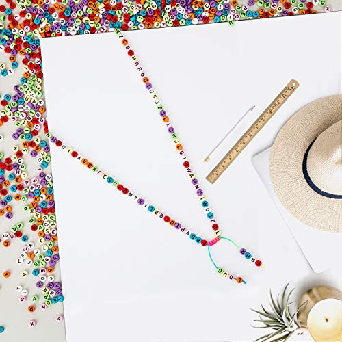 Naler 1200 Abalorios Letras Redondas de Colores Cuentas Alfabeto para Pulseras DIY Manualidades(7mm, 26 Letras)