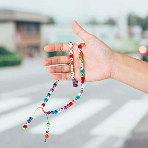 Naler 1200 Abalorios Letras Redondas de Colores Cuentas Alfabeto para Pulseras DIY Manualidades(7mm, 26 Letras)
