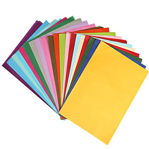 Naler 200 Hojas de Papel de Seda Papel de Colores para Manualidades Envolver Regalo Decoración (A4, 20 Colores)
