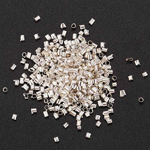 Naliovker Venta al por Mayor 500 Piezas Tubos de crimpado Final de Cuentas de 1,5mm Plata