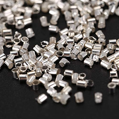 Naliovker Venta al por Mayor 500 Piezas Tubos de crimpado Final de Cuentas de 1,5mm Plata
