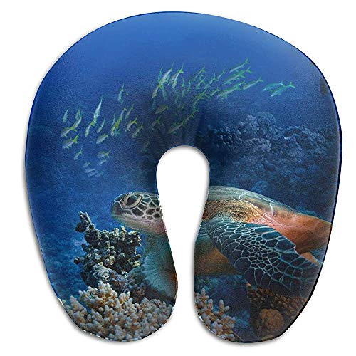 NAN TIAO Almohada para avión Almohada para el Cuello de Viaje, Almohadas relajantes y para Dormir en el Cuello de Tortugas Marinas Gigantes para niños y niñas, Memo de Rebote Lento súper Suave