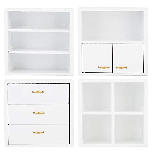 Nannday Gabinetes de casa de muñecas en Miniatura, 1:12 Mini gabinete de Almacenamiento de Madera Muebles de Sala de Estar Dormitorio Unidad de gabinete para casa de muñecas(1-1#)