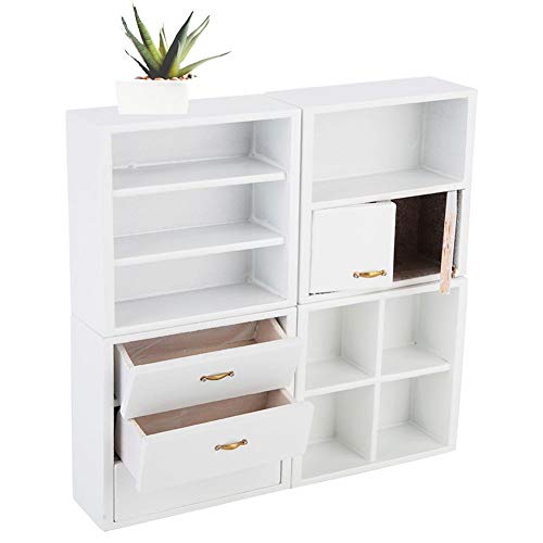Nannday Gabinetes de casa de muñecas en Miniatura, 1:12 Mini gabinete de Almacenamiento de Madera Muebles de Sala de Estar Dormitorio Unidad de gabinete para casa de muñecas(1-1#)