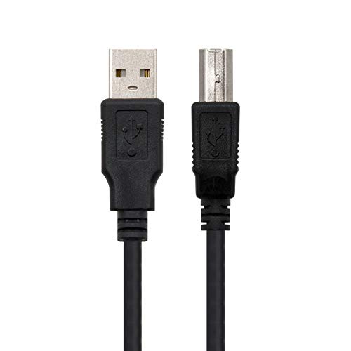 NANOCABLE 10.01.0103-BK - Cable USB 2.0 para Impresora, Tipo A/M-B/M, Macho-Macho, Negro, 1.8mts