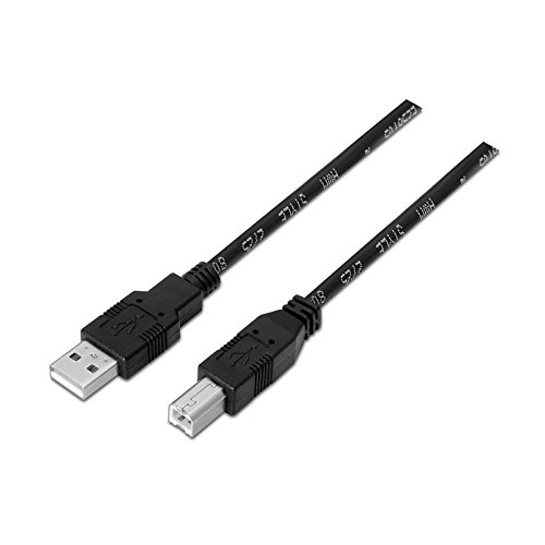 NANOCABLE 10.01.0103-BK - Cable USB 2.0 para Impresora, Tipo A/M-B/M, Macho-Macho, Negro, 1.8mts