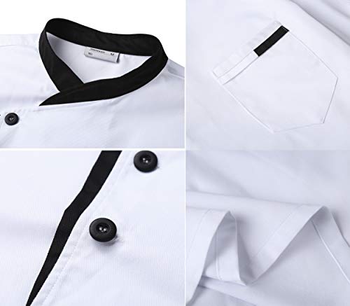 Nanxson Chaqueta de Chef Unisex Hotel/Cocina Manga Larga Ropa de Trabajo Uniforme Chef Coat Blanco CFM0016 (Manga Larga, M)