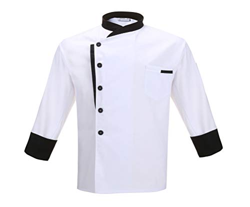 Nanxson Chaqueta de Chef Unisex Hotel/Cocina Manga Larga Ropa de Trabajo Uniforme Chef Coat Blanco CFM0016 (Manga Larga, M)