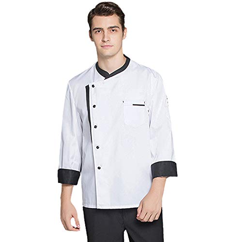 Nanxson Chaqueta de Chef Unisex Hotel/Cocina Manga Larga Ropa de Trabajo Uniforme Chef Coat Blanco CFM0016 (Manga Larga, M)