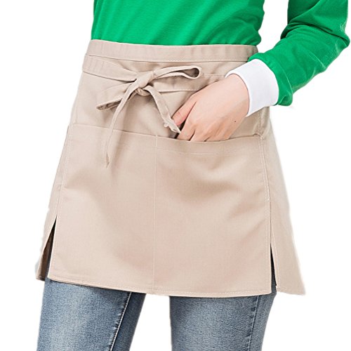 Nanxson Unisex Bistro Chef Delantal de Cintura Corta Cocina Hotel Servicio de Comida Uniforme sólido CF3019 (Beige)