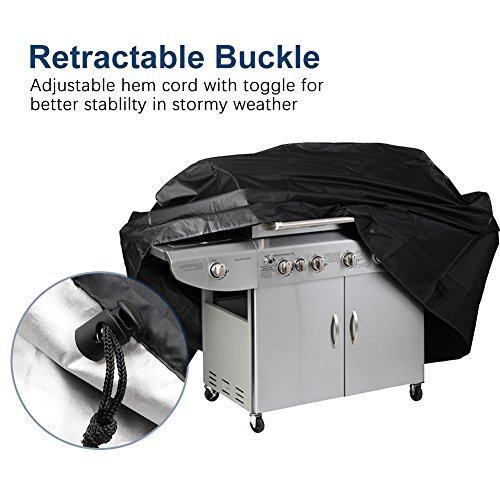 Nasharia Funda para Barbacoa, Cubierta de la Parrilla Impermeable, Funda Protectora para Barbacoa, Anti-UV, Anti-Polvo, Anti-Humedad, Cubierta para Barbacoa de Gas Resistente - Negro(145x61x117cm)