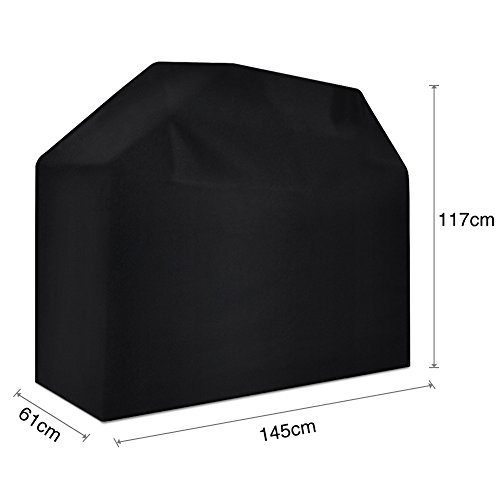 Nasharia Funda para Barbacoa, Cubierta de la Parrilla Impermeable, Funda Protectora para Barbacoa, Anti-UV, Anti-Polvo, Anti-Humedad, Cubierta para Barbacoa de Gas Resistente - Negro(145x61x117cm)