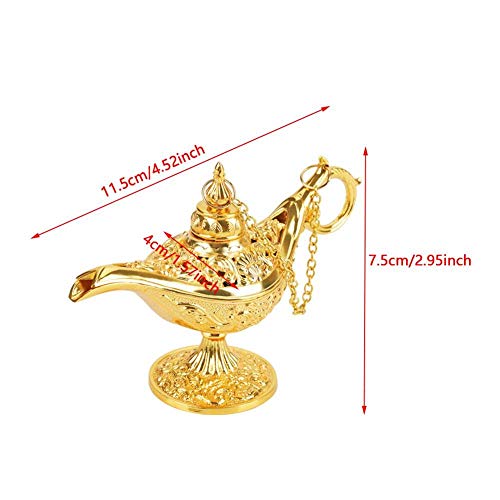 NATEE Lámpara Aladdin, Lámpara Genie Aladdin Tallada, Lámpara Genie, Lámpara Aladdin Dorada Metal Inoxidable Decoración de Hogar Mesa Fiesta Vintage 11.5 * 4 * 7.5cm Dorada Súper Brillante