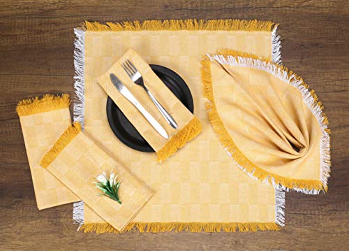 Native Fab Juego de 12 Servilletas de Tela algodón 100%, 46x46 cm Suave Cómoda Duradera Calidad de Hotel, Servilletas Lavable para Boda Eventos y Uso Diario Amarillas
