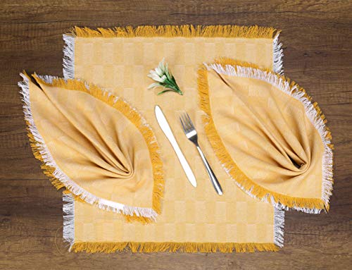 Native Fab Juego de 12 Servilletas de Tela algodón 100%, 46x46 cm Suave Cómoda Duradera Calidad de Hotel, Servilletas Lavable para Boda Eventos y Uso Diario Amarillas