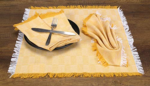 Native Fab Juego de 12 Servilletas de Tela algodón 100%, 46x46 cm Suave Cómoda Duradera Calidad de Hotel, Servilletas Lavable para Boda Eventos y Uso Diario Amarillas