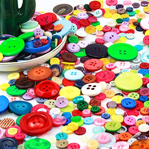 NATUCE 1000 Piezas Botones Artesanales de Costura de Resina, Botones de Colores para Manualidades,Todas Las Actividades de Arte, Ropa, Color o Tamaño Clasificación