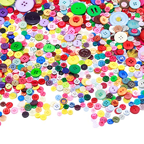 NATUCE 1000 Piezas Botones Artesanales de Costura de Resina, Botones de Colores para Manualidades,Todas Las Actividades de Arte, Ropa, Color o Tamaño Clasificación