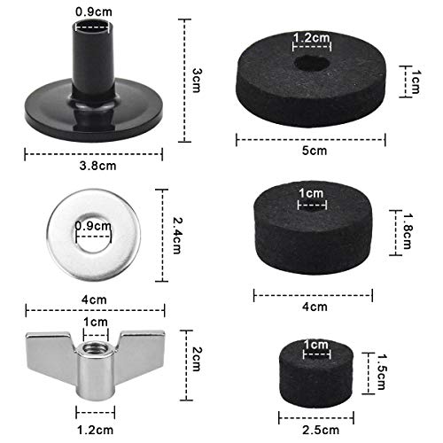 NATUCE 18 piezas Accesorios de Platillos, Fieltro y Mangas de Platillos, Arandela para Platillos y Tuercas de Mariposas, Accesorios para Soporte para Platillos y Juegos de Platillos