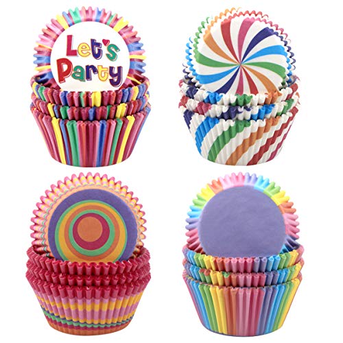 NATUCE Lot de 400 Mini Caissettes en Papier pour Muffin Cupcake, Arc en Ciel Moules à Gâteaux en papier Pour Baking Dessert, Mariage, Baby Shower, Fête d'anniversaire