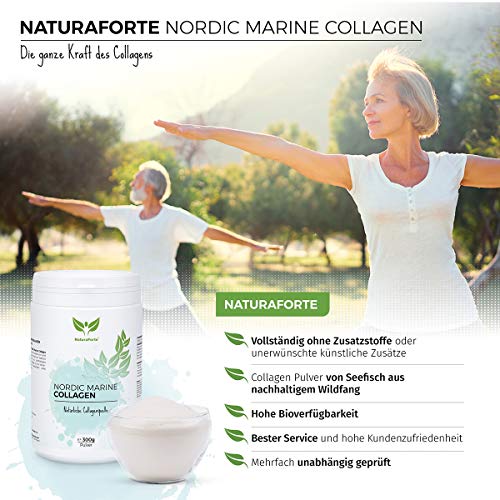 NaturaForte Colágeno Marino Hidrolizado 300g. Natural, Sin Azúcar, Sin Grasa, Sin Colesterol. Ayuda a Reducir los Signos de Envejecimiento.