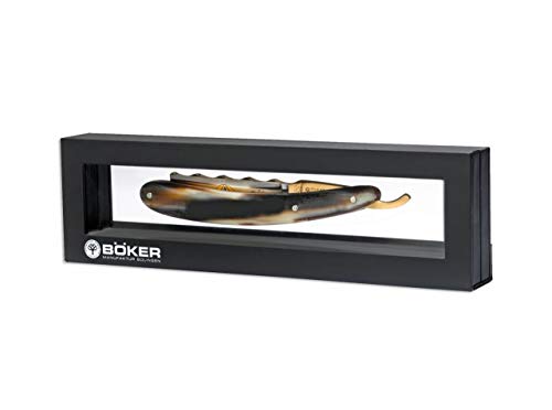 Navaja Afeitar barbero Alemana BÖKER GRAF ENGELBERT II 7/8" con Hoja de Acero Carbono de 7,8 cm y empuñadura de Cuerno de 16,8 cm. Fabricada artesanalmente en Sollingen 140538 Profesional Afeitado