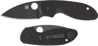 Navaja Spyderco Efficient, Negro C216GPBBK con Hoja de Acero 8Cr13MoV de 7,6 cm Filo Liso y empuñadura de G-10 Negro de 10,4 cm para Caza, EDC. Camping, Gentleman, Supervivencia y Bushcraft