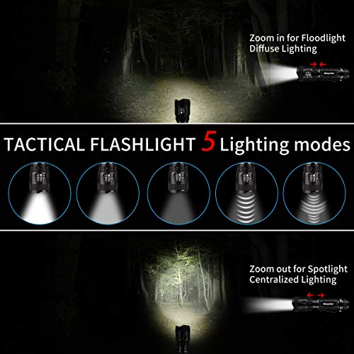 Navaja Suiza y Linterna Set, Morpilot, Navaja Multifuncional Cuchillo Multiuso 15 EN 1, Linterna LED con 5 Modos 400LM, Impermeable IPX4, Navaja Plegable y Linterna Set Para Acampada y Marcha.