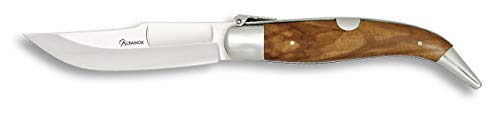 Navaja Teja Nº 00 Olivo Hoja 7 cm para Caza, Pesca, Camping, Outdoor, Supervivencia y Bushcraft Albainox 01153 + Portabotellas de regalo
