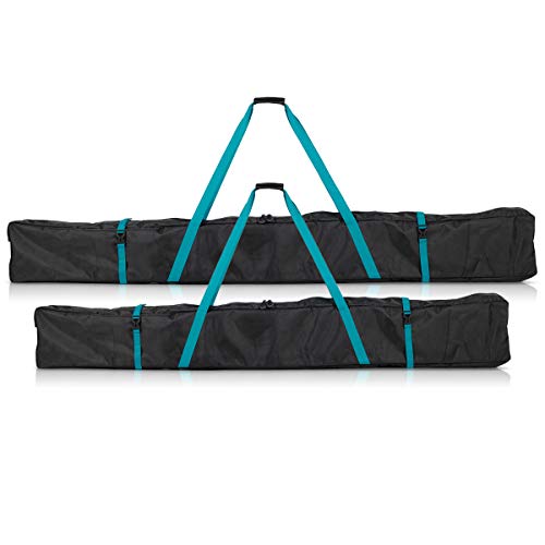 Navaris Bolsa de ski de 170CM - Funda para un par de esquís y Bastones - Portaesquís y Bastones de esquí Alpino de Color Negro petróleo